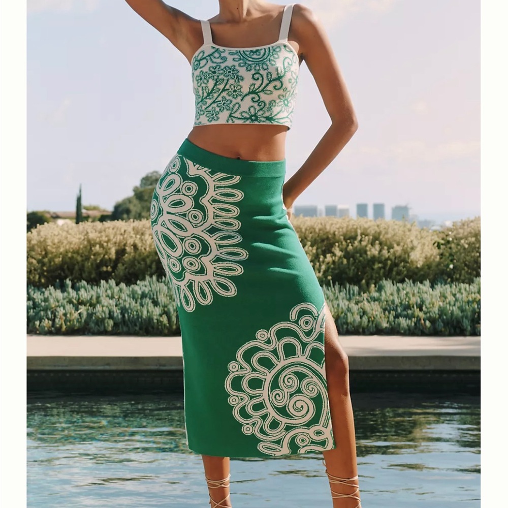 Anthropologie Celandine Stretch Knit Midi Skirt